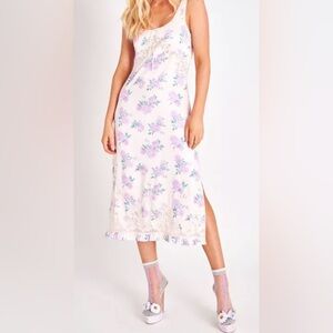 LoveShackFancy Astril Floral Midi Dress Slip Cottagecore Lace
